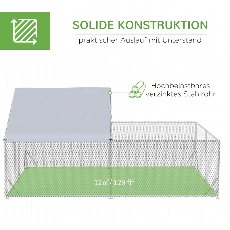 Bantam Coop, Väderbeständig, Walk-in Coop, Stålnät, 400cm X 300cm X 195cm, Silver 4