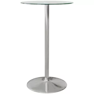 Barbord, Runt Bord, Skiva I Härdat Glas, Modern Design, 60 X 60 X 102 Cm, Silver 1