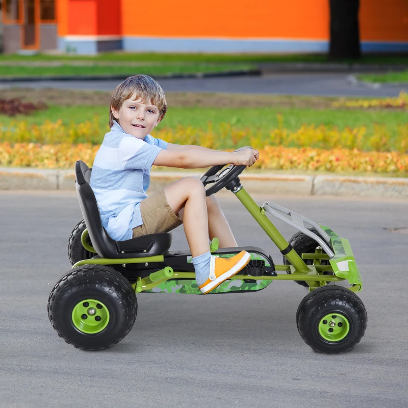 Barn Go Kart Pedal Bil Pedal Fordon Barn Fordon Med Justerbar Säte Pedal Fordon Med Handbroms Från 3 år Grön 95 X 66,5 X 57cm 2