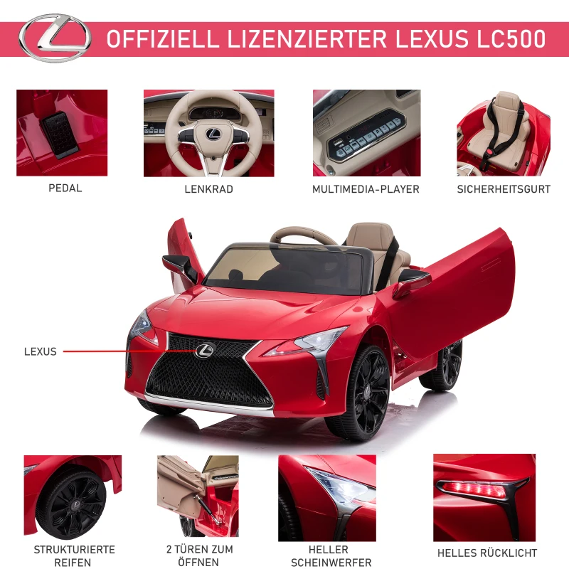 Barnbil Från Lexus Barnfordon För 3-6 år Elbil Med MP3-musik Röd 106 X 43 X 44 Cm 6