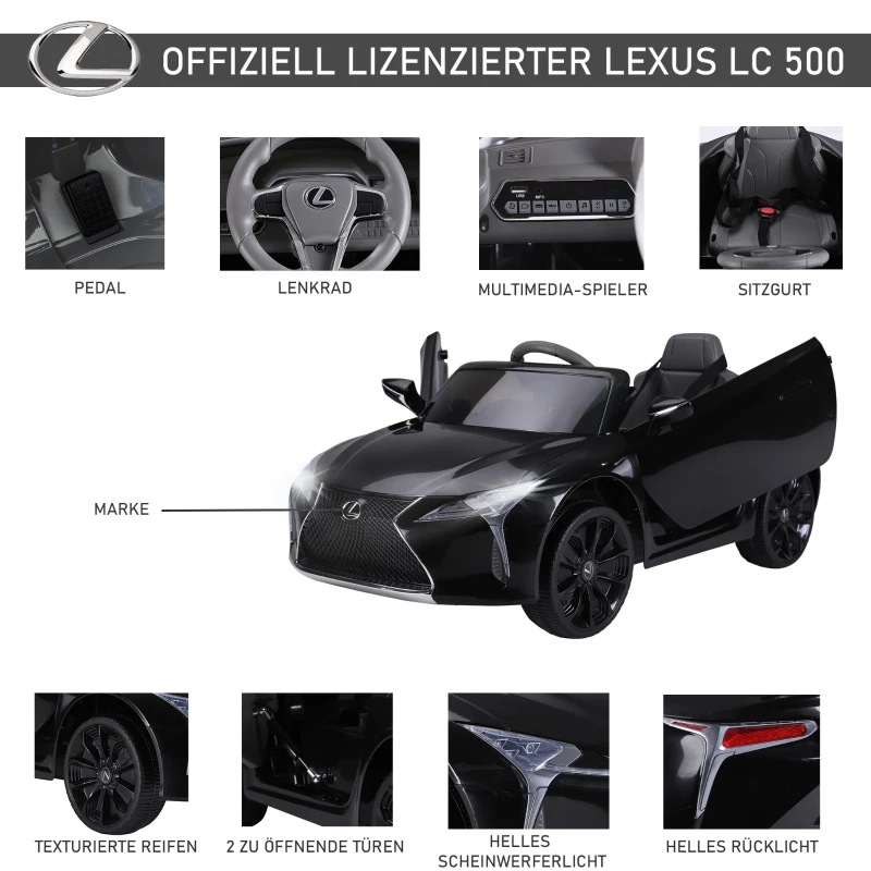 Barnbil Från Lexus Barnfordon För 3-6 år Elbil Med MP3 Musik Svart 106 X 43 X 44 Cm 6