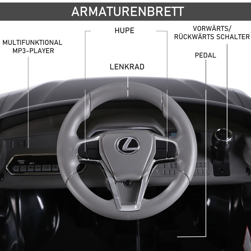 Barnbil Från Lexus Barnfordon För 3-6 år Elbil Med MP3 Musik Svart 106 X 43 X 44 Cm 7