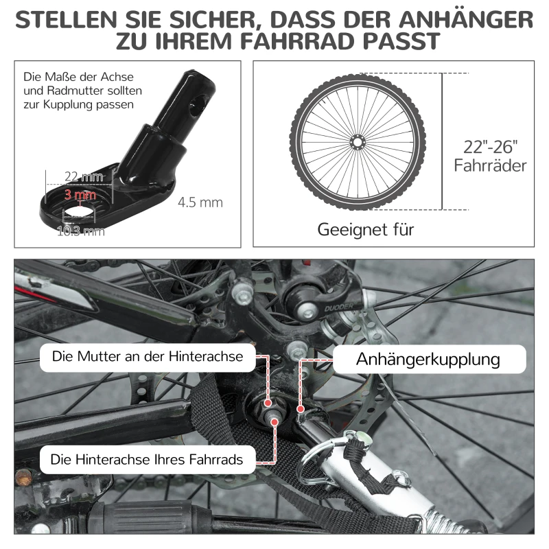 Barncykelvagn, Inklusive Reflexer, 1 Flagga, 170 Cm X 77 Cm X 90 Cm, Röd 5