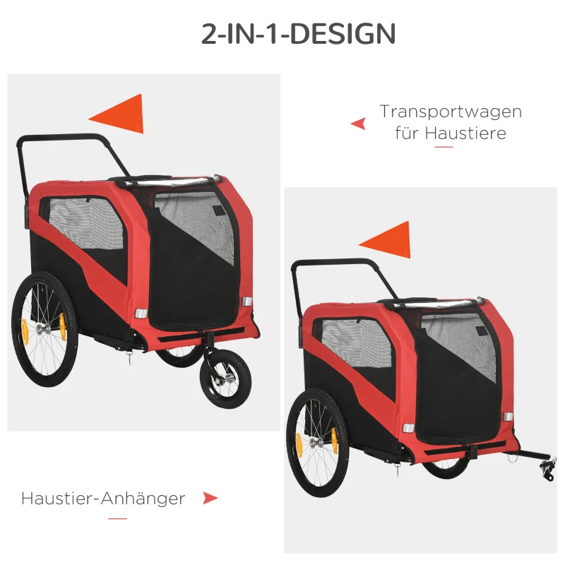 Barncykelvagn, Inklusive Reflexer, 1 Flagga, 170 Cm X 77 Cm X 90 Cm, Röd 6