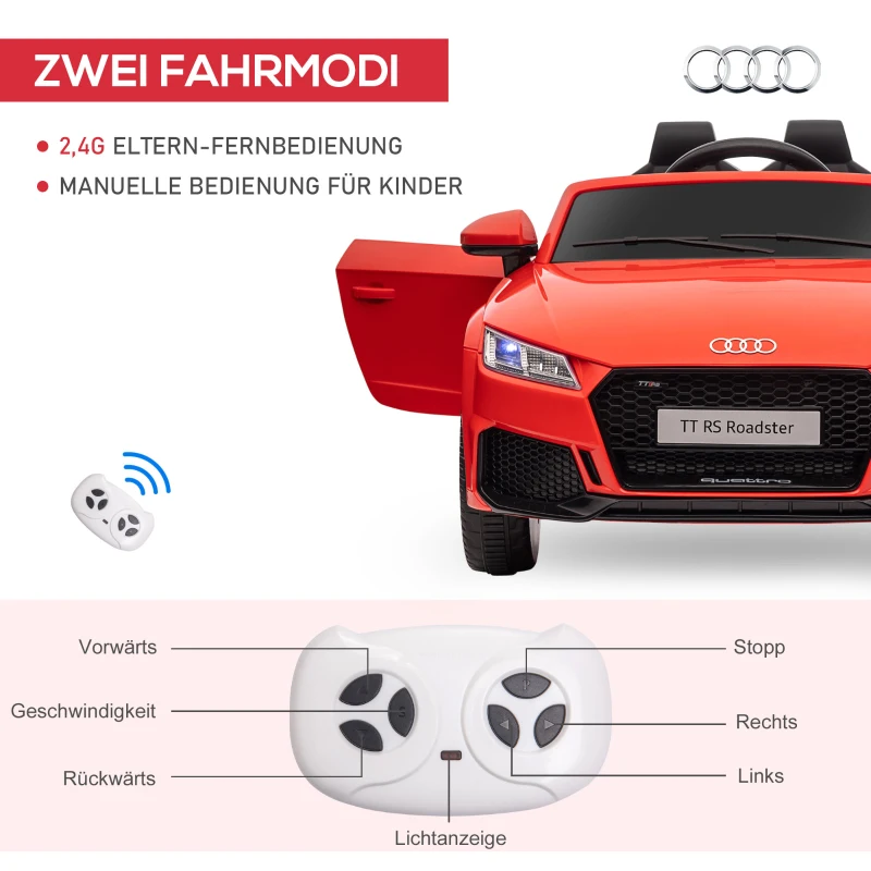 Barnelbil 12V Elektrisk Barnbil Med 2,4 G Fjärrkontroll, MP3-anslutning, Barnbil Med Strålkastare, Upp Till 3 Km/h, För Barn 3-5 år, Röd 5