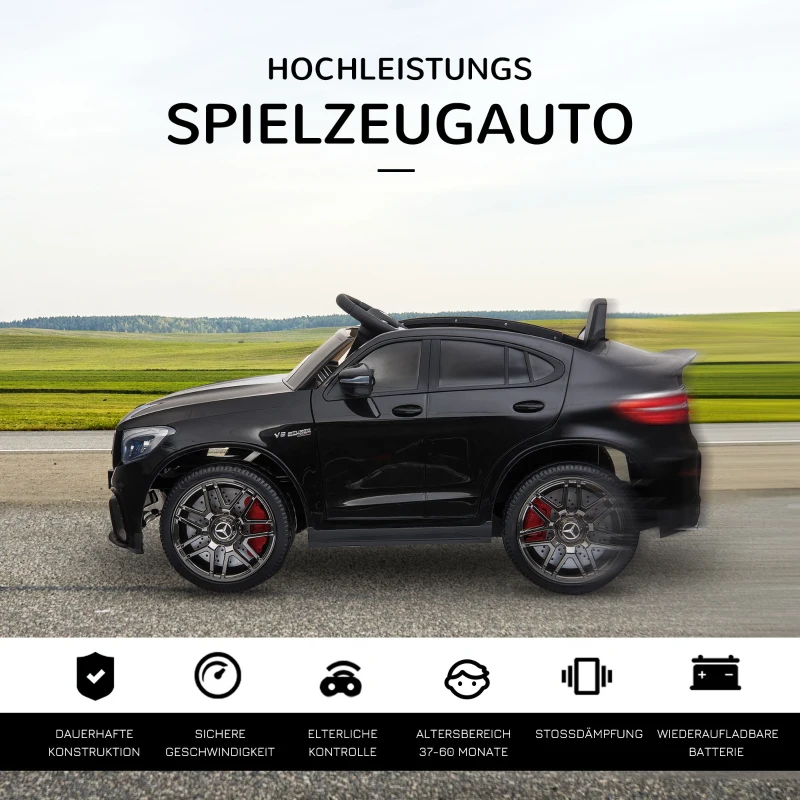 Barnfordon 12V Mercedes-Benz AMG GLA45 Licensierad Elbil Med Fjärrstyrt Säkerhetsbälte 2 X 35W Motorer MP337-60 Månader Svart 115 X 70 X 55 Cm 4