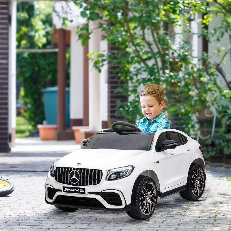 Barnfordon 12V Mercedes-Benz AMG GLA45 Licensierad Elbil Med Fjärrstyrt Säkerhetsbälte 2 X 35W Motorer MP337-60 Månader Vit 115 X 70 X 55 Cm 2