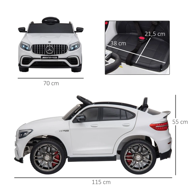 Barnfordon 12V Mercedes-Benz AMG GLA45 Licensierad Elbil Med Fjärrstyrt Säkerhetsbälte 2 X 35W Motorer MP337-60 Månader Vit 115 X 70 X 55 Cm 3