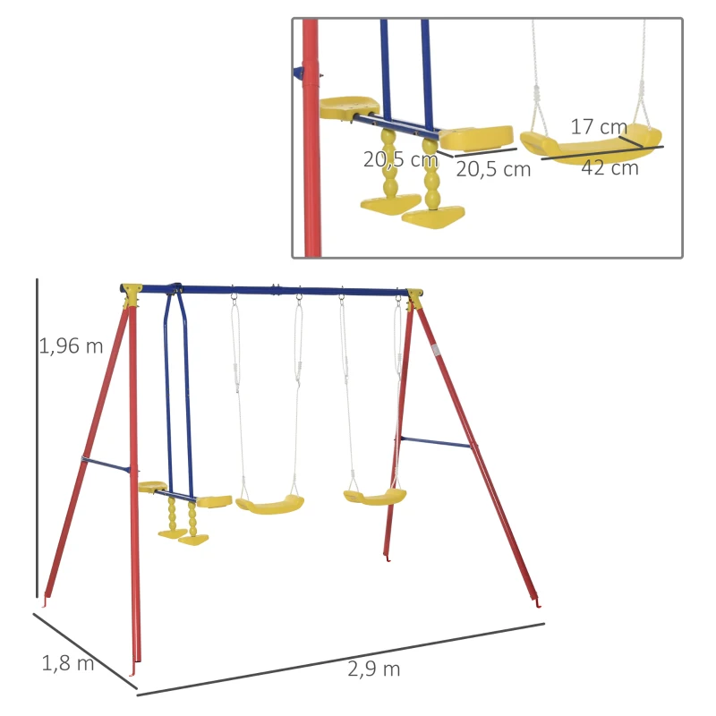 Barngunga, Trädgårdsgunga, Gungram, 2 Gungor Med Gungbräda, Utomhusgunga Med Höj- Och Sänkbar Ram, Utomhusgungram, 3-5 år, 290 X 180 X 196 Cm 3