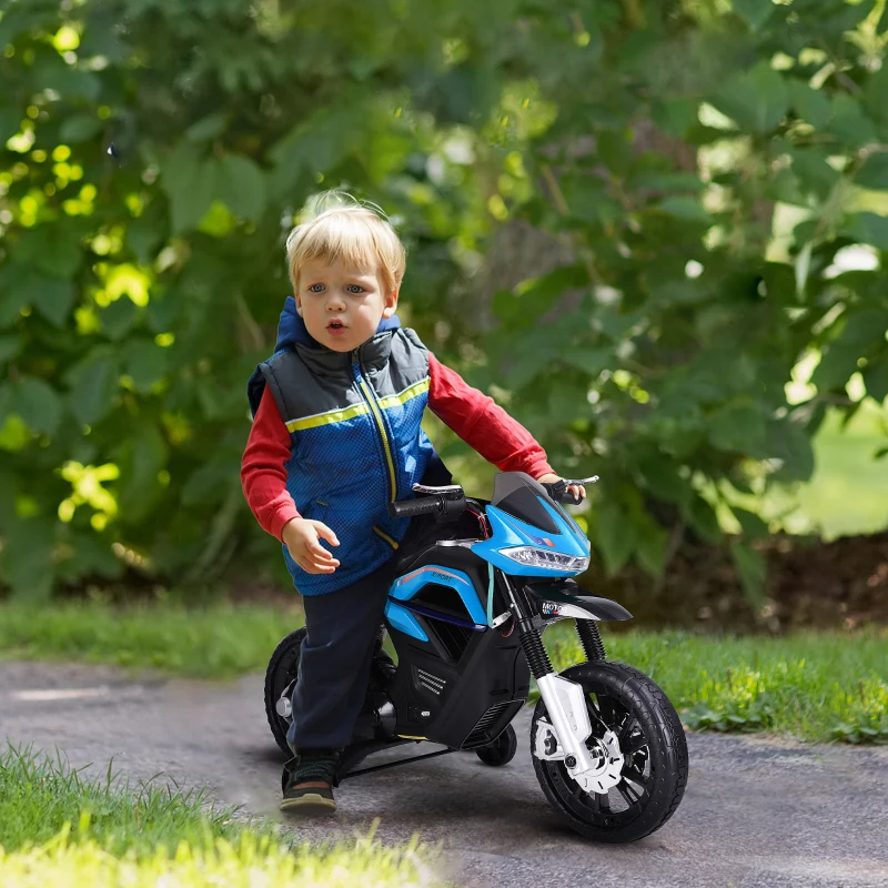 Barnmotorcykel Barnelmotorcykel Elmotorcykel För Barn 3-6 år Lätt Musik MP3 Elfordon Med Stödhjul Max 3 Km/h Metall + Plast Blå 105 X 52,3 X 62,3 Cm 2