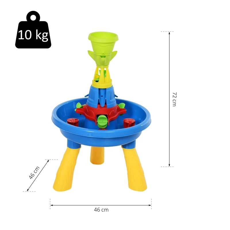 Barnsand- Och Vattenlekbord, Lekbord, Utomhusbarnsandbord Med 21 Stycken. Tillbehör, Vattenpark, Babyleksak Från 3 år, PP, Färgglad, 46 X 46 X 72 Cm 3