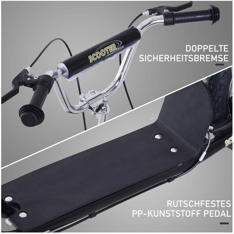 Barnskoter 16/12 Tums Sparkcykel Sparkcykel Med Bromsar Stadsskoter Kickboard Barnskoter För 5+ år Barn Svart 135 X 58 X 92-100 Cm 7