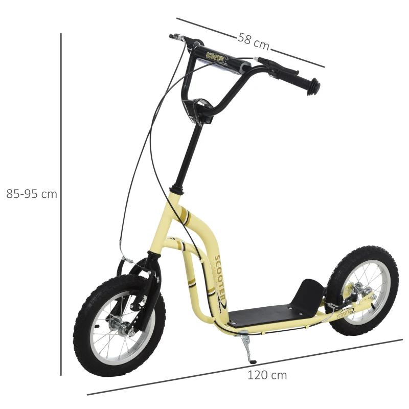 Barnskoter Från 5 år Skoter Barnskoter Stadsskoter Barnskoter Kickboard Med Pneumatiska Däck 12 Tum Gummi Aluminium Beige 120 X 58 X 85-95 Cm 3