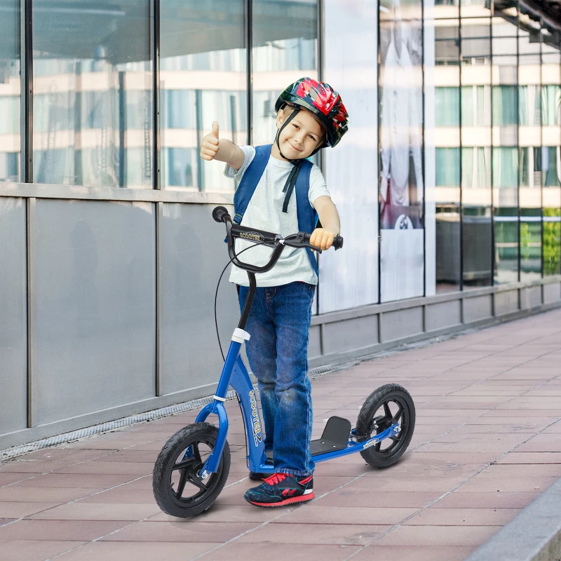 Barnskoter Med Bakbroms Sparkscooter 12 Tum Sparkscooter Stadsskoter För Barn Kickboard Höjdjusterbar Stål EVA Blå 120 X 52 X 80-88 Cm 2