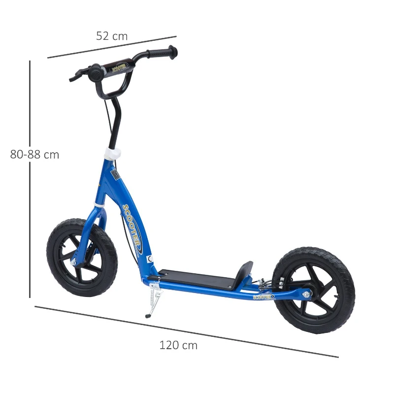 Barnskoter Med Bakbroms Sparkscooter 12 Tum Sparkscooter Stadsskoter För Barn Kickboard Höjdjusterbar Stål EVA Blå 120 X 52 X 80-88 Cm 3