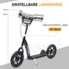 Barnskoter Med Bakbroms Sparkscooter 12 Tum Sparkscooter Stadsskoter För Barn Kickboard Höjdjusterbar Stål EVA Svart 120 X 52 X 80-88 Cm 5