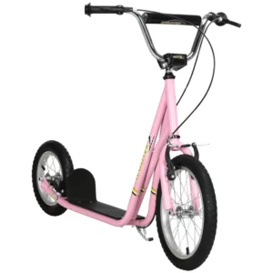 Barnskoter Med Bromsar 16/12 Tum Skoter Sparkscooter Stadsskoter Barnskoter Kickboard För 5+ år Barn Rosa 135 X 58 X 92-100 Cm 1