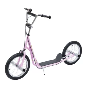 Barnskoter Med Pneumatiska Däck, Sparkscooter, Stadsskoter För Barn, Kickboard 16 Tum Från 5 år, Höjdjusterbar, Rosa, 143 X 58 X 92-100 Cm 1