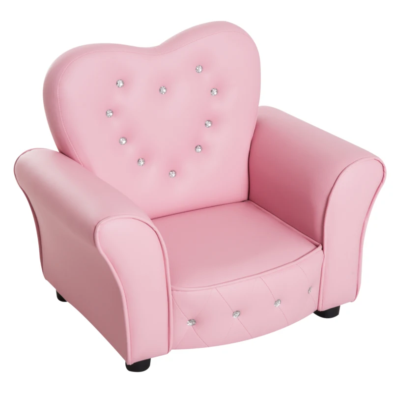 Barnsoffa Barnfåtölj Prinsessa Minisoffa Barnrumssoffa Hjärtformad Rosa L59 X B41,5 X H49 Cm 1