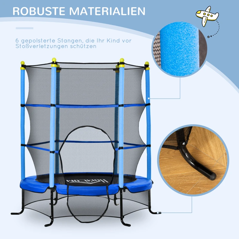 Barnstudsmatta, Med Skyddsnät, Kantskydd, Stålram, Upp Till 45 Kg, 3-10 år, Blå, 160 X 163 Cm 5