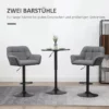 Barstol Set Om 2 Retrodesign Höjdjusterbar Konstläder Linne Ser Grå + Svart 4