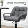 Barstol Set Om 2 Retrodesign Höjdjusterbar Konstläder Linne Ser Grå + Svart 6