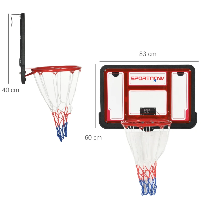 Basketkorg Med Elektronisk Poängdisplay, För Vägg- Och Dörrmontering, Inklusive Basketboll, Bollpump 3