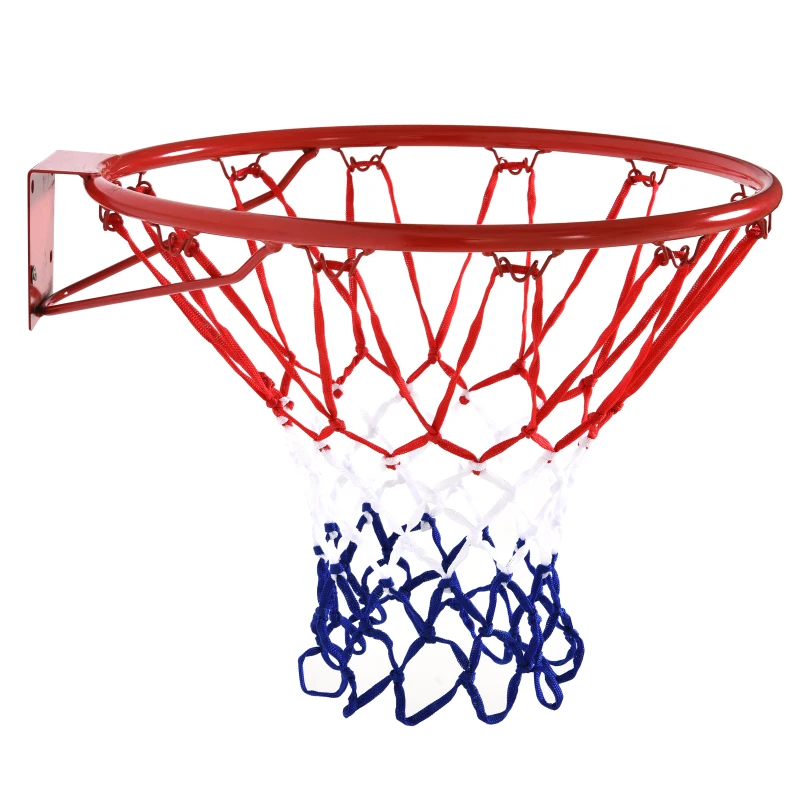 Basketkorg Med Nät, Basketnät, Stålrör + Nylon, Röd + Blå + Vit, 46 Cm 1