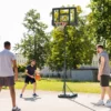 Basketställ Portabelt Fristående Justerbart Basketställ Med Två Rörliga Hjul Lämpligt För Utomhus- Och Inomhusbruk Stål PVC HDPE Svart 110 X 75 X 220-365 Cm 2