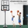 Basketställ Portabelt Fristående Justerbart Basketställ Med Två Rörliga Hjul Lämpligt För Utomhus- Och Inomhusbruk Stål PVC HDPE Svart 110 X 75 X 220-365 Cm 4