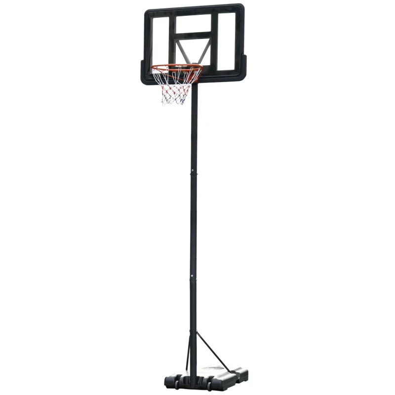 Basketställ Portabelt Fristående Justerbart Basketställ Med Två Rörliga Hjul Lämpligt För Utomhus- Och Inomhusbruk Stål PVC HDPE Svart 110 X 75 X 220-365 Cm 10