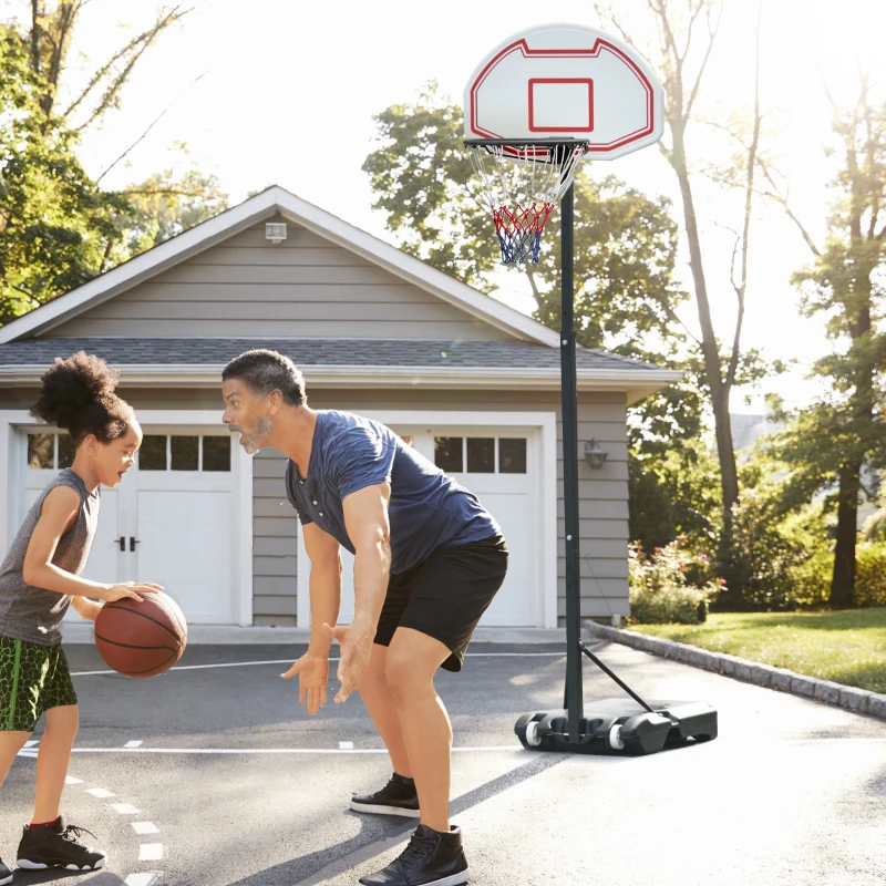 Basketstativ För Barn Basketkorg Med Hjulbas Kan Fyllas Med Vatten Ryggtavla Höjd 194-249 Cm PE + Stål Svart 2