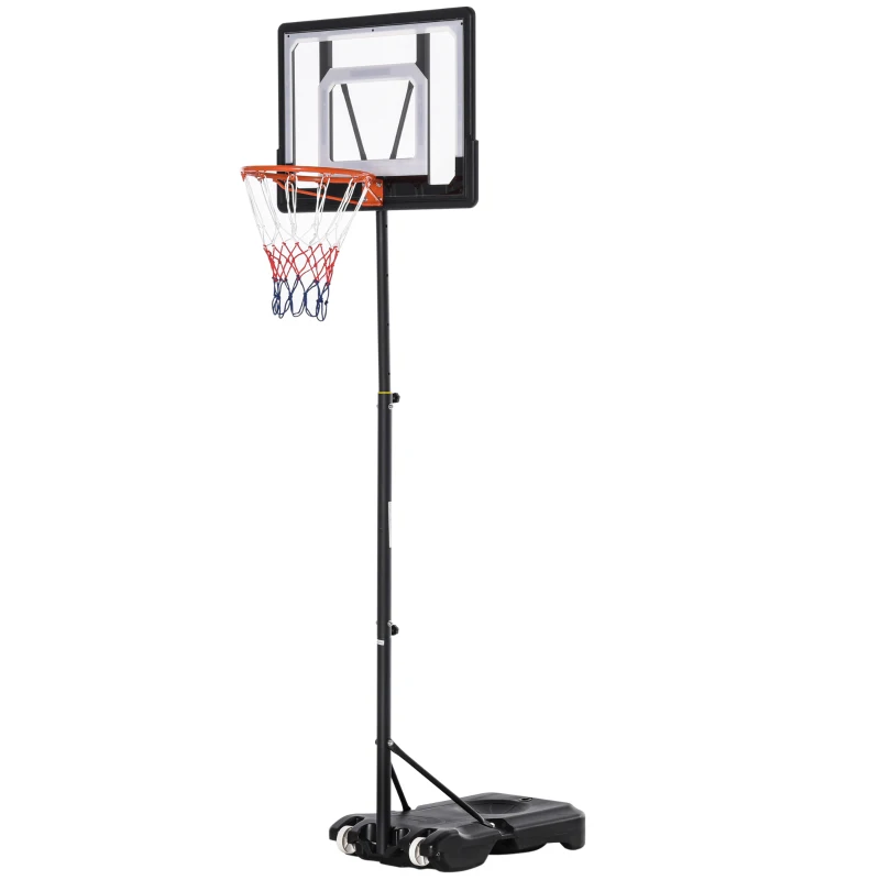 Basketstativ Höjdjusterbart Basketsystem För Barn Basketkorg Med Hjul Utomhusstål PVC HDPE Svart 83 X 75 X 206-260cm 1