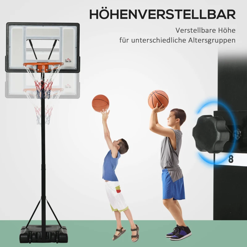 Basketstativ Med Hjul, Rullbart, Höj- Och Sänkbart, 260-310 Cm, Basketkorg Med Stativ, Lämplig För Utomhus- Och Inomhusbruk, Stål, Plast, Svart 4