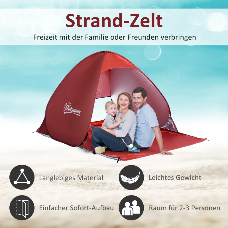 Beach Shelter Strandtält Pop Up-tält Campingtält Automatisk Polyesterröd 200 X 150 X 119 Cm 4