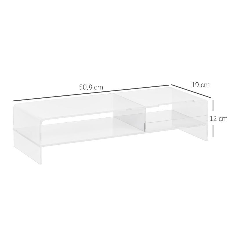 Bildskärmsstativ Med Tangentbordsfack, Transparent, För Bildskärmar Upp Till 24 Tum, 2 Nivåer, Akryl, 50,8 X 19 X 12 Cm 3