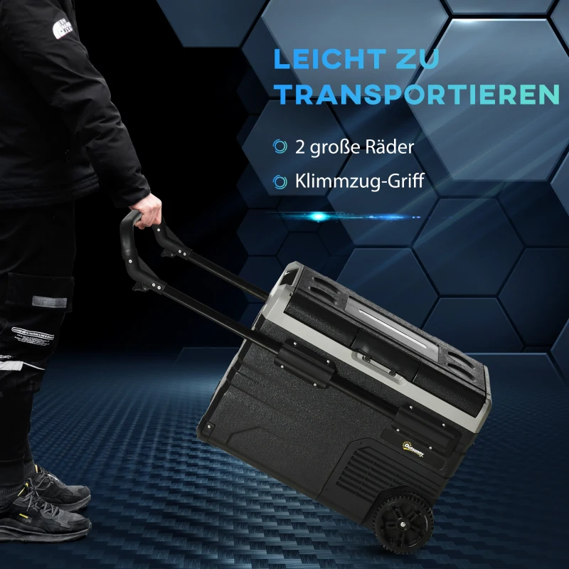 Bilkylbox 40L Med LED-belysning Kompressor Bilkylskåp Med Handtag Transporthjul Båtcamper Travel 12/24V DC Och 110-240V AC Grå+Svart 7