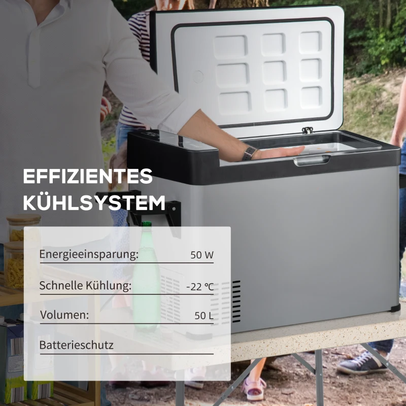 Bilkylbox 50L Med LCD-skärm 2 Lägen Kompressor Bilkyl Med Handtag Båtcamper Travel 12/24V DC Och 110-240V AC Grå+svart 4