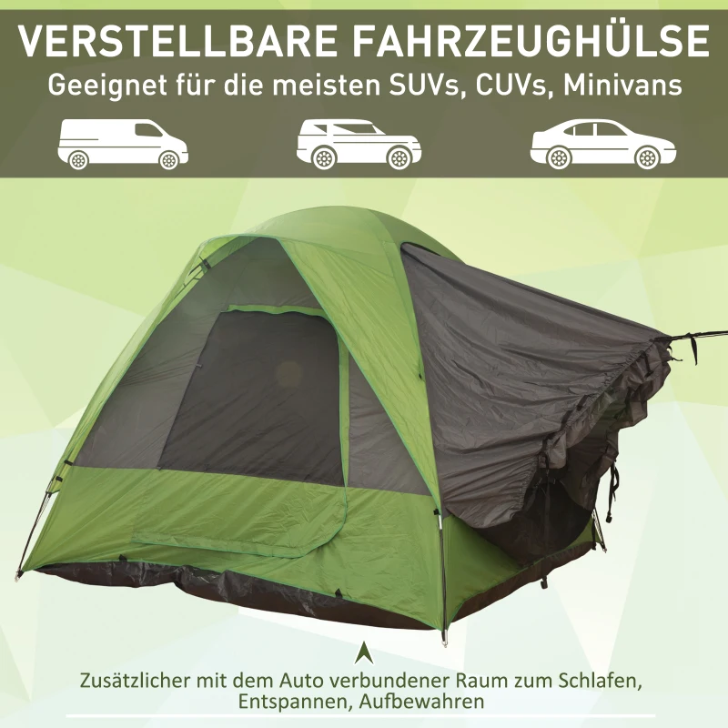 Biltält, Campingtält, Resetält, För 4-5 Personer, Glasfiber Polyester, Grönt, 300 X 300 X 230 Cm 4