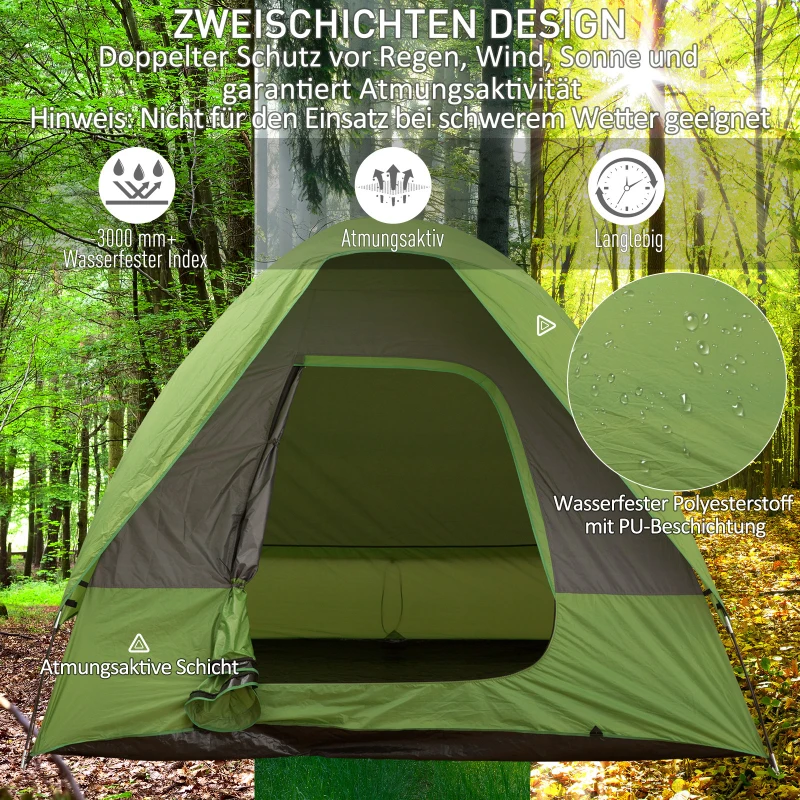 Biltält, Campingtält, Resetält, För 4-5 Personer, Glasfiber Polyester, Grönt, 300 X 300 X 230 Cm 5