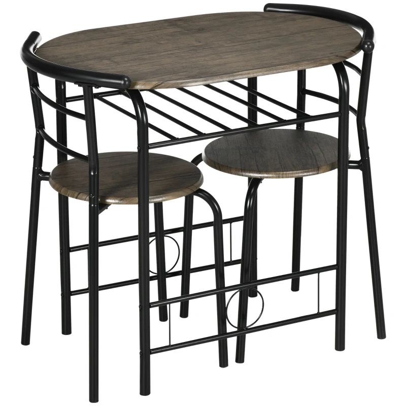 Bistroset 3 Delar, 1 Bord, 2 Stolar, 80 Cm X 53 Cm X 74,5 Cm, Svart 11