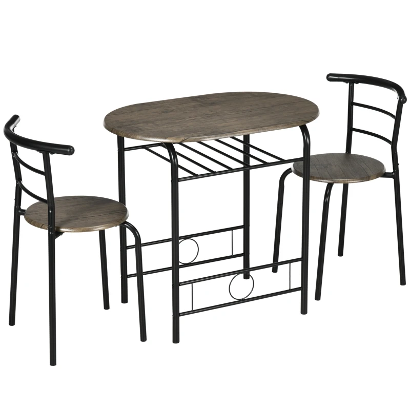 Bistroset 3 Delar, 1 Bord, 2 Stolar, 80 Cm X 53 Cm X 74,5 Cm, Svart 1