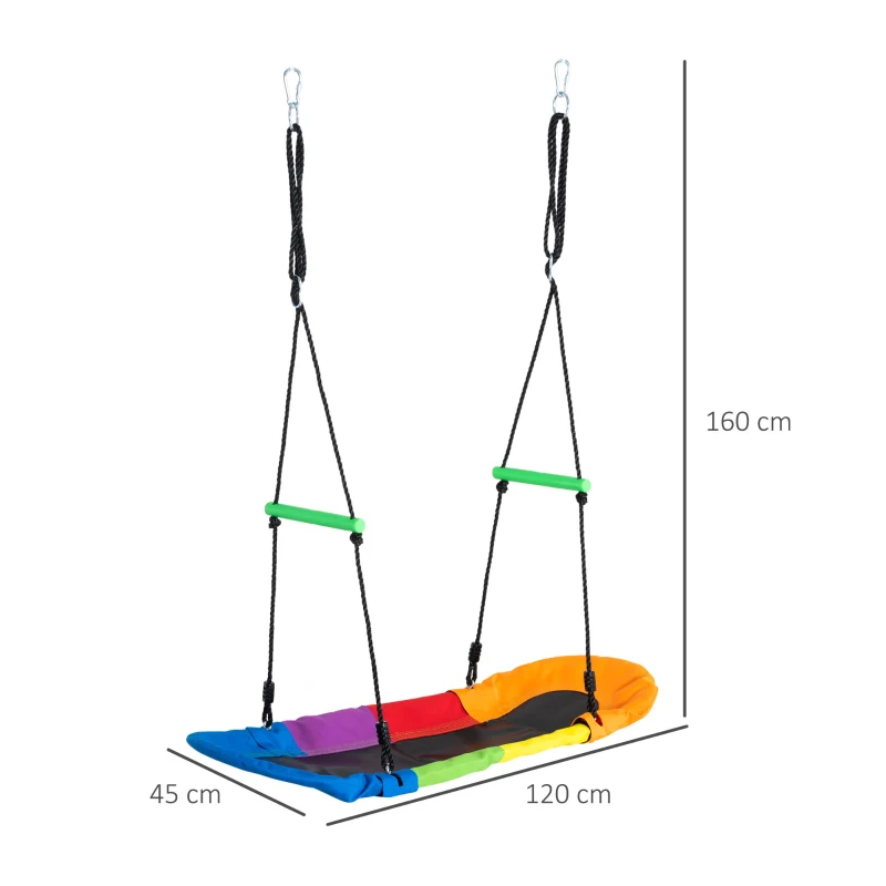 Bogunga Trädgunga Barngunga Gungstol För 1-2 Barn Mellan 3-14 år Utomhus 100-160 Cm Justerbart Rep Lastbar Upp Till 200 Kg Oxfordtyg Flerfärgat 3