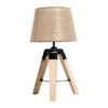 Bordslampa Bordslampa Sänglampa E27 Linnelook, Furu + Polyester, 24x24x45cm (beige) 1