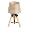 Bordslampa Bordslampa Sänglampa E27 Linnelook, Furu + Polyester, 24x24x45cm (beige) 4