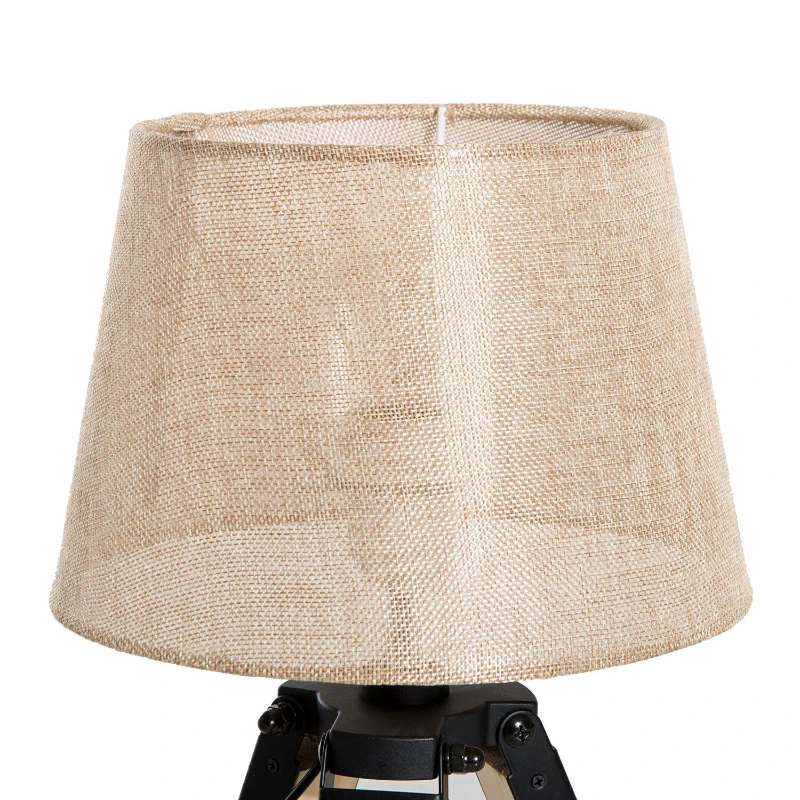 Bordslampa Bordslampa Sänglampa E27 Linnelook, Furu + Polyester, 24x24x45cm (beige) 6