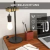 Bordslampa, Industriell Stil, Inkl LED, Metallram, Höjdjusterbar, Svart+trä 5