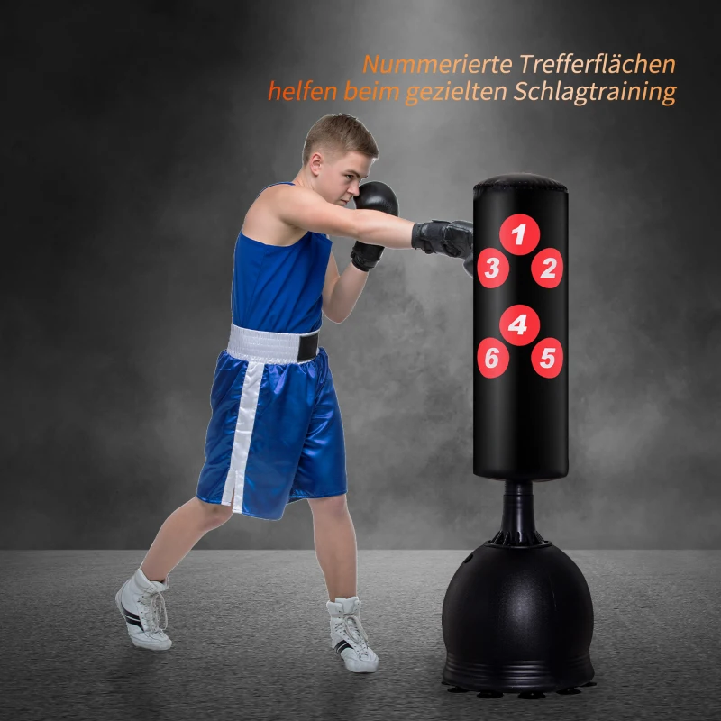 Boxningssäck Stående 165 Cm Vuxen Fristående Heavy Duty Stående Boxningssäck Med Sugkoppsbas Boxning Partner Boxningstränare Lämplig För Proffs Och Nybörjare Svart 7