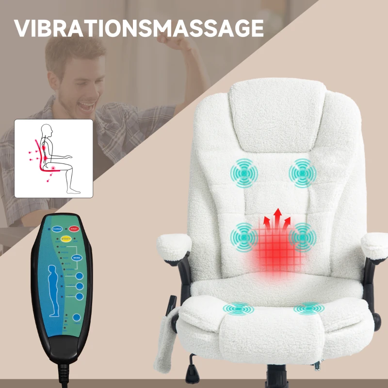 Brosessel Massagefunktion Massage Bro Stol, Massagefunktion, Höjdjusterbar, 67 X 74 X 107-116 Cm, Vit 7