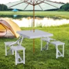 Campingbord I Aluminium Picknickbänk Sittgrupp Trädgårdsbord Med 4 Sittplatser Hopfällbart Grått 135,5 X 84,5 X 66 Cm 2